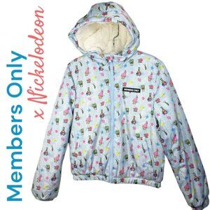 MEMBERS ONLY x NICKELODEON SPONGE BOB Full Zip Fleece Lined Puffer Jacket Medium